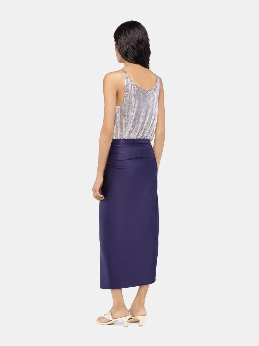 Navy Piercing Detail Midi Jersey Skirt sold by Fashion Clinic product image thumbnail 4