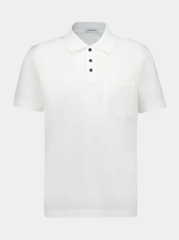 White Cotton Polo Shirt sold by Fashion Clinic
