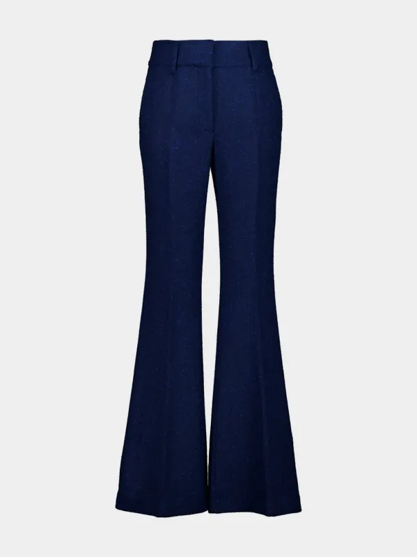 Electric Navy Speckled Cashmere Flare Pants sold by Fashion Clinic