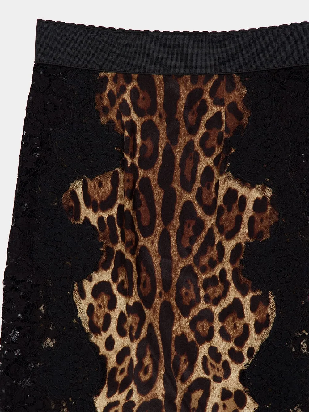 Leopard-Print Satin Midi Skirt with Lace Inserts sold by Fashion Clinic product image thumbnail 5