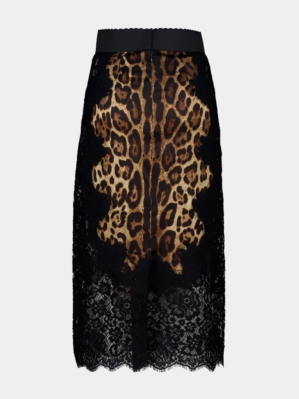Leopard-Print Satin Midi Skirt with Lace Inserts sold by Fashion Clinic product image thumbnail 3