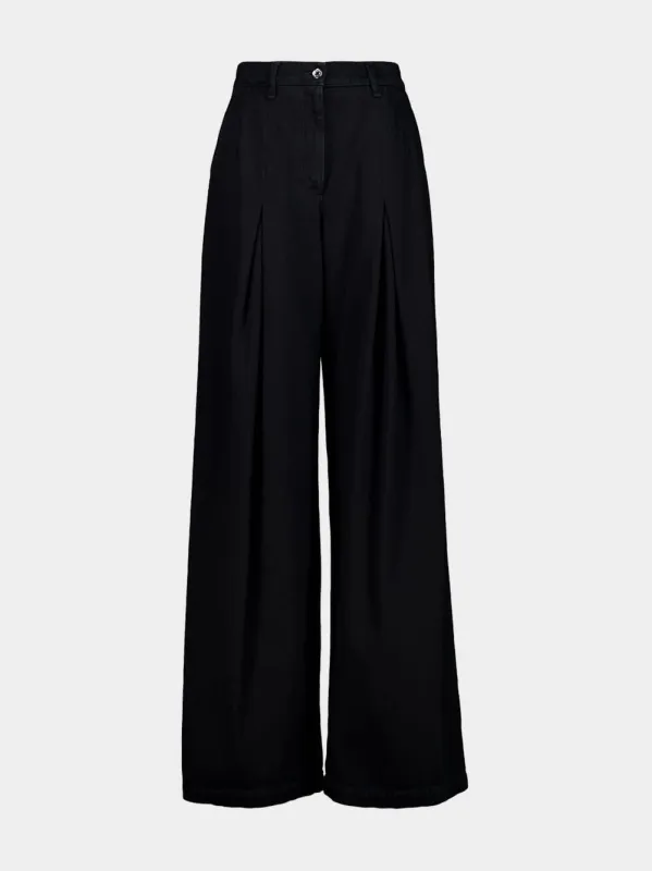 Black 5-Pocket Denim Trousers sold by Fashion Clinic