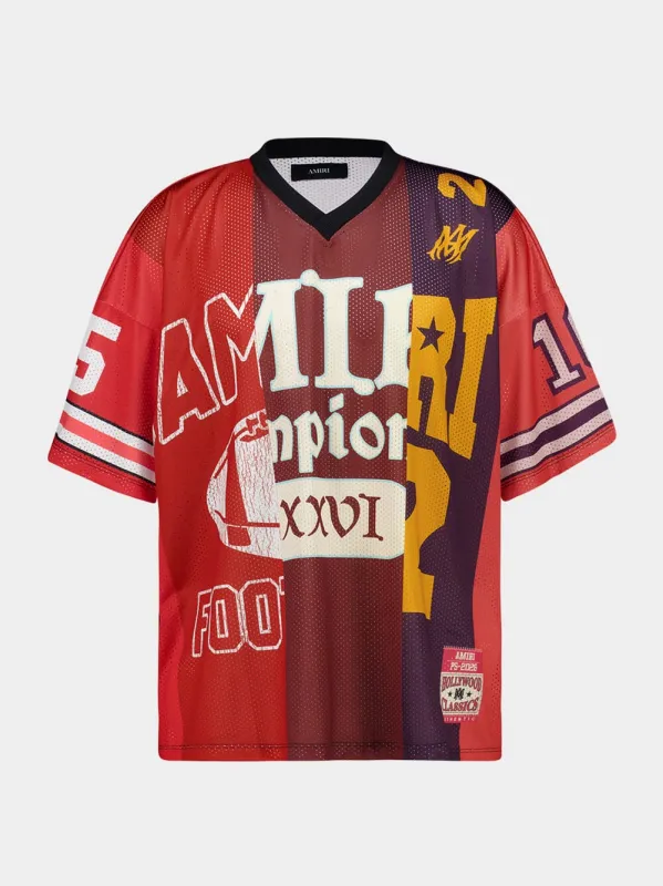 Red Oversized Spliced T-Shirt sold by Fashion Clinic