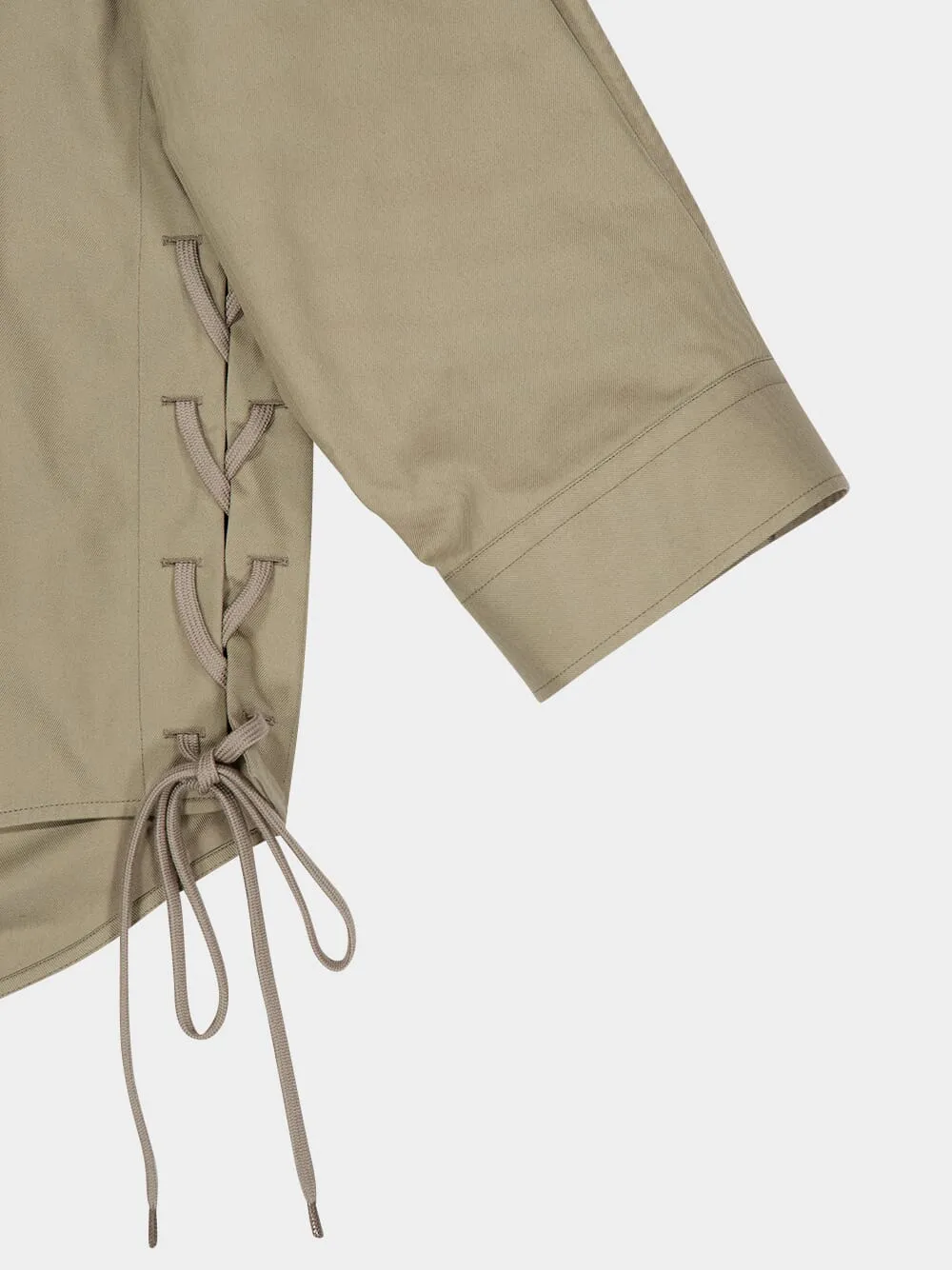 Lace-Up Shirt in Sand Beige sold by Fashion Clinic product image thumbnail 4