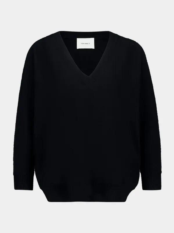Black Kenny Cashmere V-Neck Sweater sold by Fashion Clinic