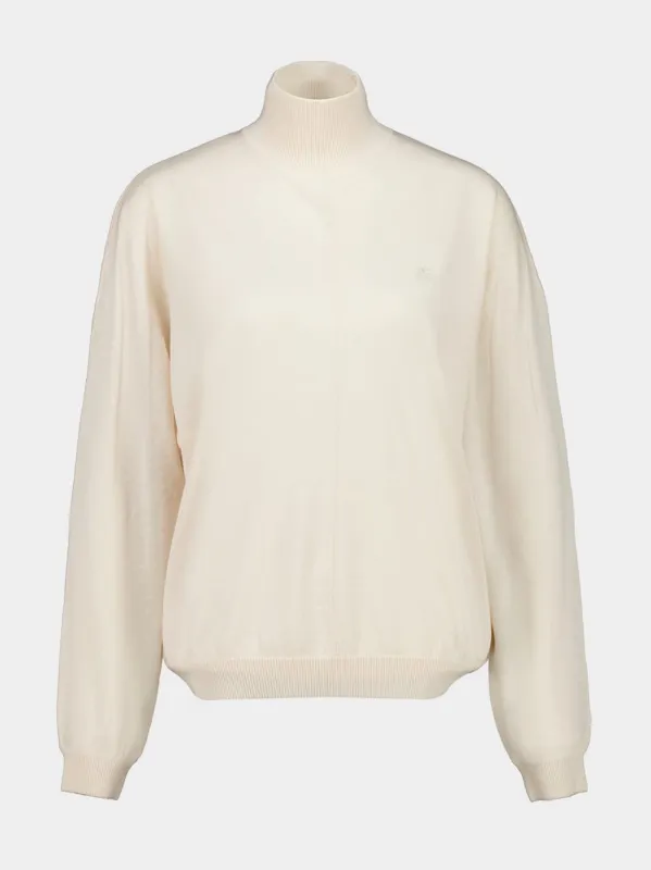Light Sand Merino Wool Mockneck Sweater sold by Fashion Clinic