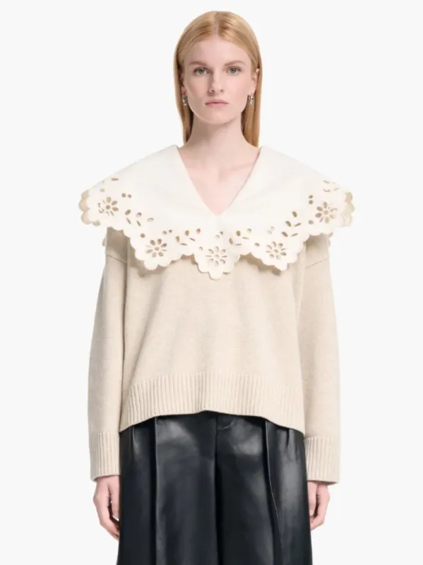 Bone Melange Toro Merino Wool Sweater sold by Fashion Clinic