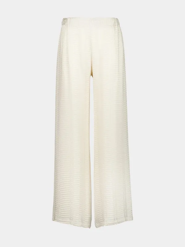 Ecru Alcestes Textured Silk Trousers sold by Fashion Clinic