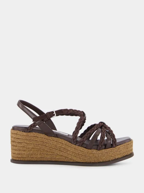 Chocolate and Coffee Nyra 60 Wedge Sandals made by Jimmy Choo