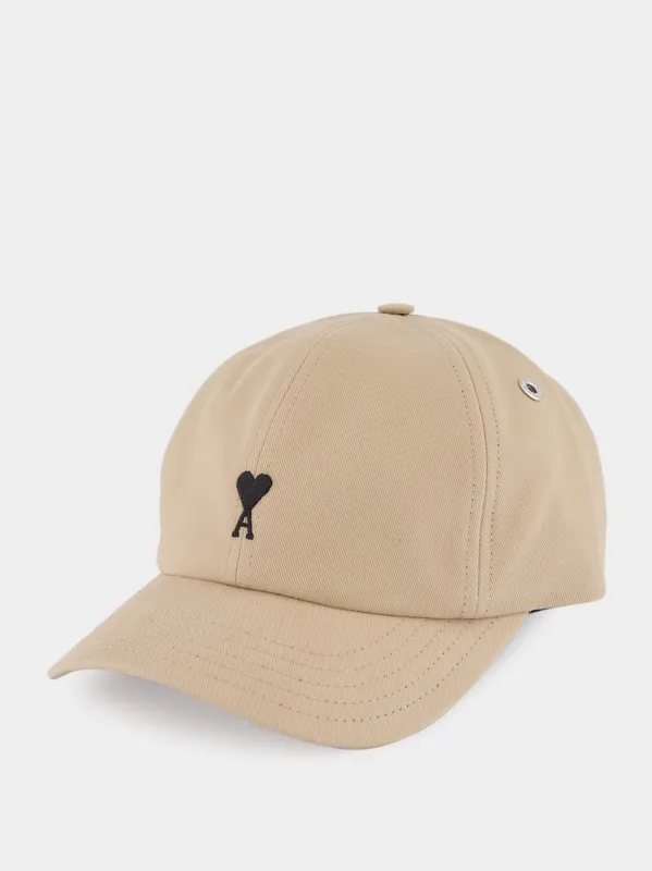 White Coffee Cotton Ami De Coeur Embroidery Cap sold by Fashion Clinic