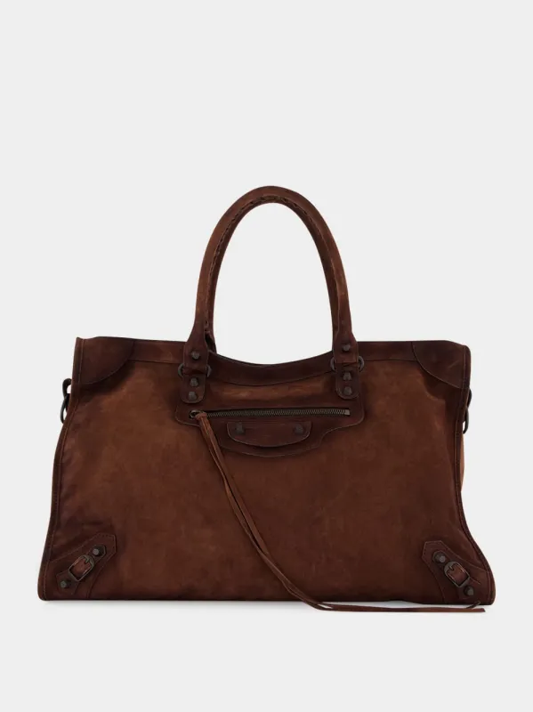 Light Espresso Suede Large City Bag sold by Fashion Clinic