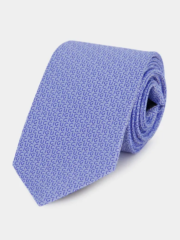 Light Blue Gucci Silk Jacquard Tie sold by Fashion Clinic