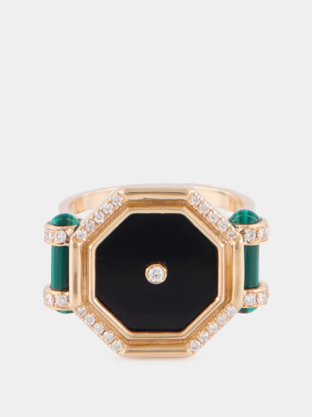 Hexagon Amulet Cocktail Ring with Onyx sold by Fashion Clinic