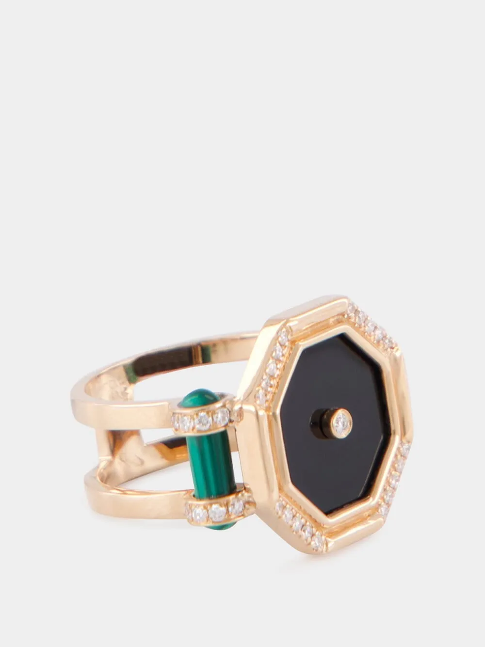 Hexagon Amulet Cocktail Ring with Onyx sold by Fashion Clinic product image thumbnail 3