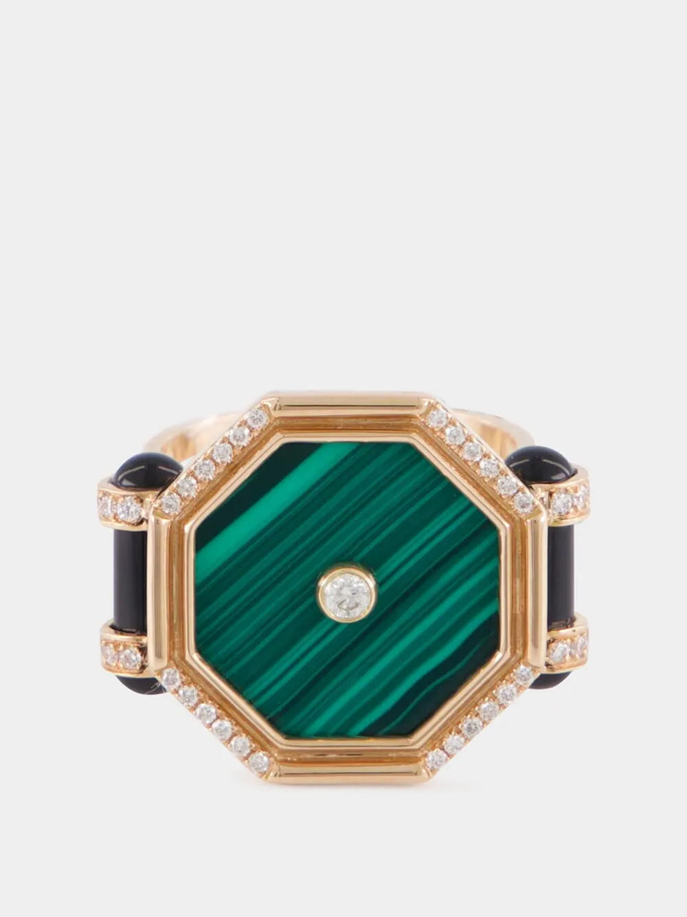 Hexagon Amulet Cocktail Ring with Onyx sold by Fashion Clinic