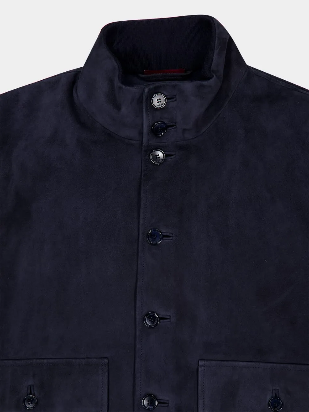 Navy Blue Suede Bomber Jacket sold by Fashion Clinic product image thumbnail 3
