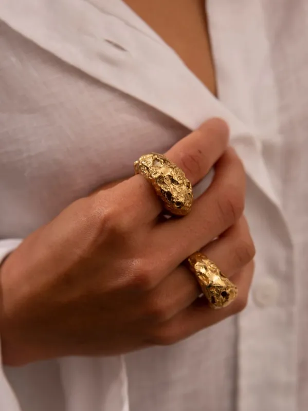 Galia 18k Gold Textured Ring sold by Fashion Clinic