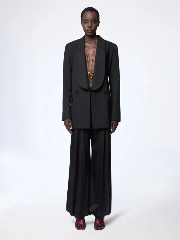 Black Wool Gabardine Blazer sold by Fashion Clinic