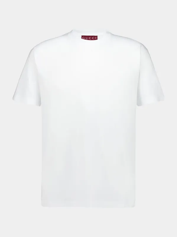 White Cotton T-Shirt with Embroidery made by Gucci