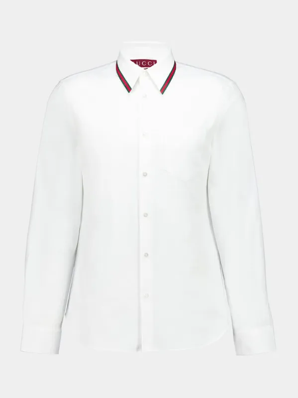 White Oxford Shirt with Web Collar sold by Fashion Clinic