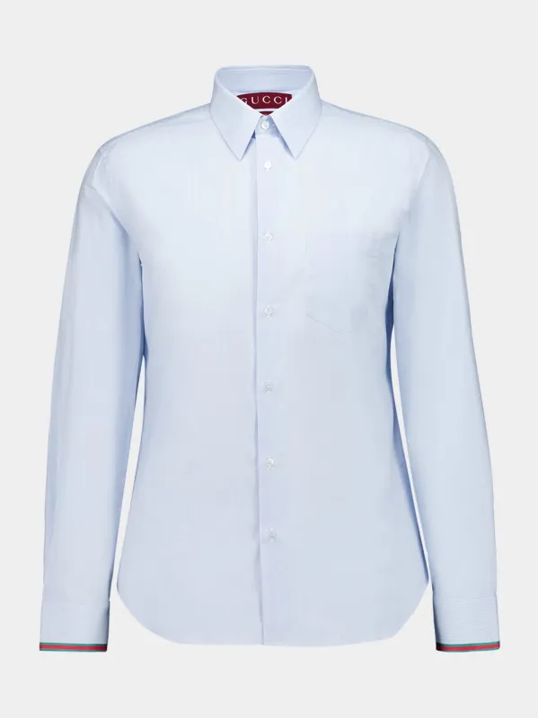 Light Blue Striped Cotton Shirt with Web sold by Fashion Clinic