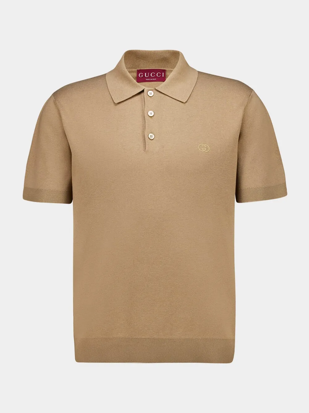 Light Brown Cotton Short-Sleeve Polo sold by Fashion Clinic