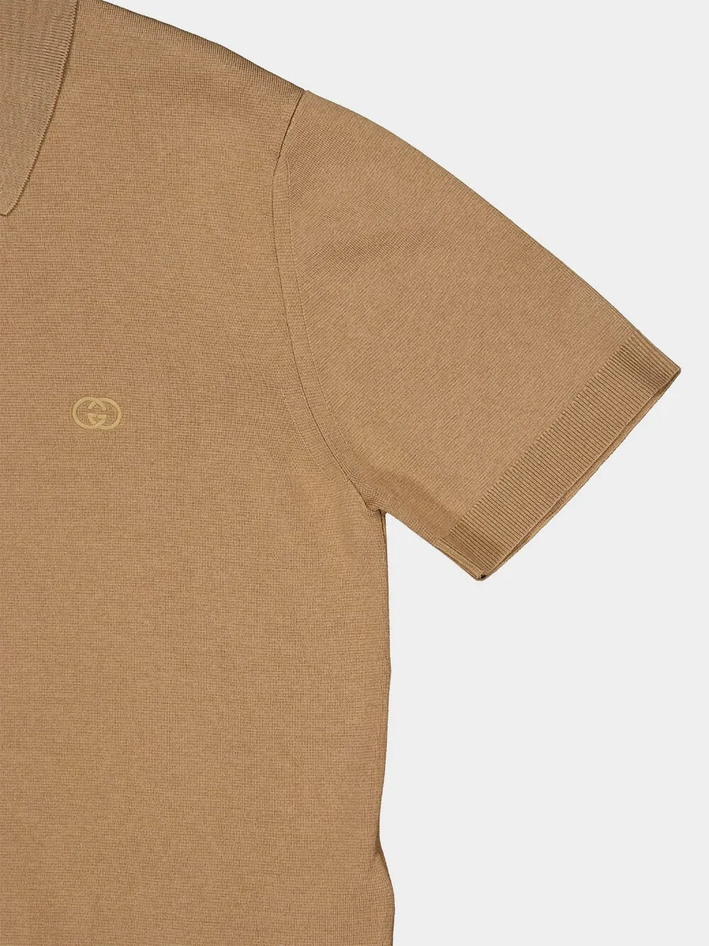 Light Brown Cotton Short-Sleeve Polo sold by Fashion Clinic product image thumbnail 4