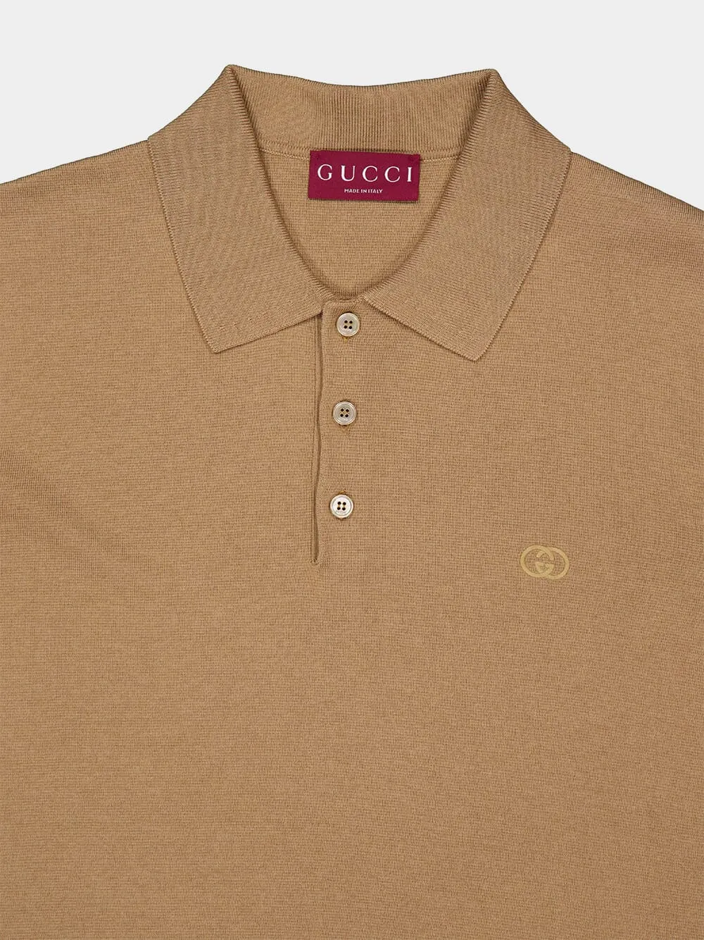 Light Brown Cotton Short-Sleeve Polo sold by Fashion Clinic product image thumbnail 3