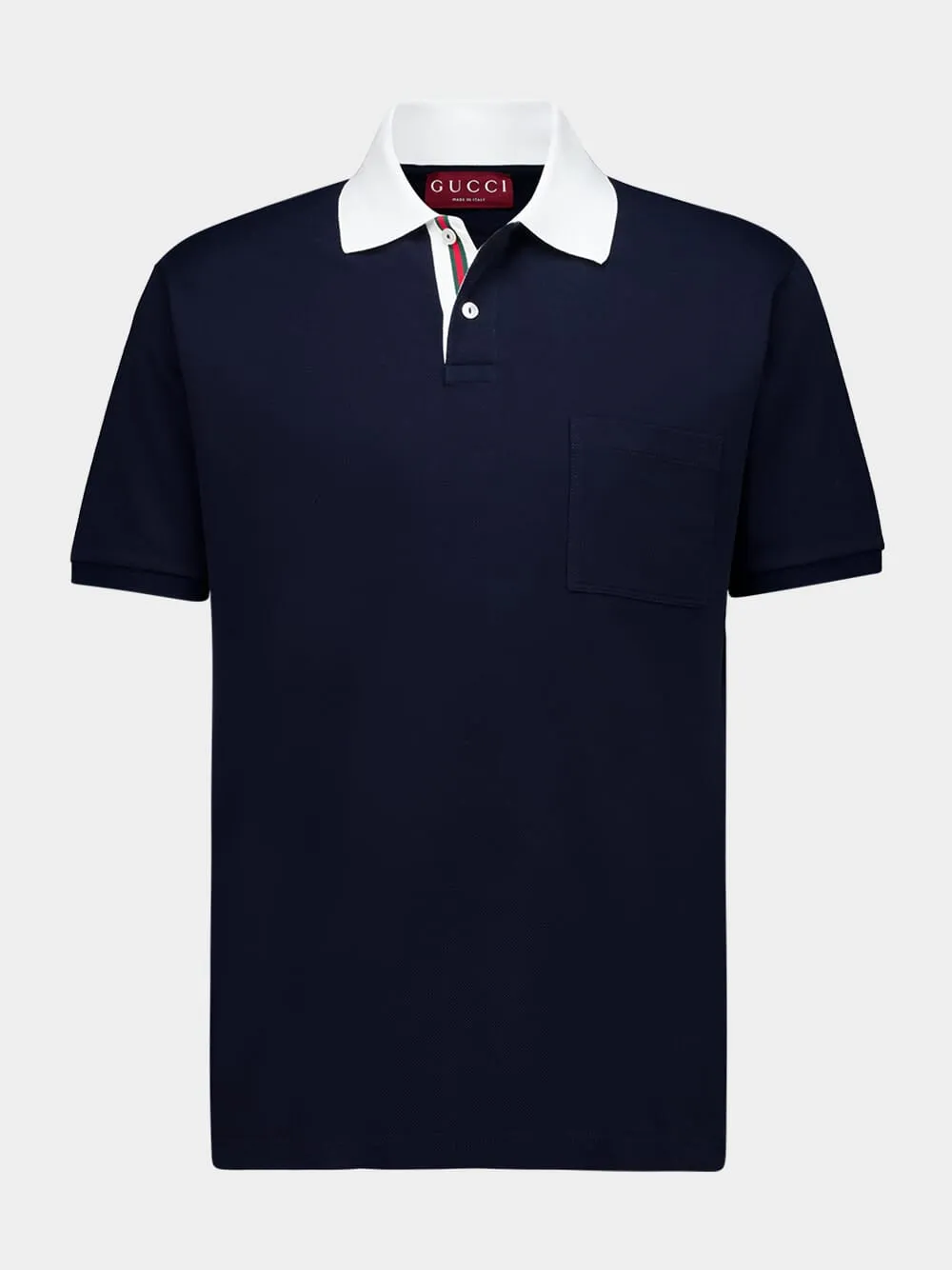 Blue Stretch Cotton Piquet Polo Shirt with Web Detail sold by Fashion Clinic