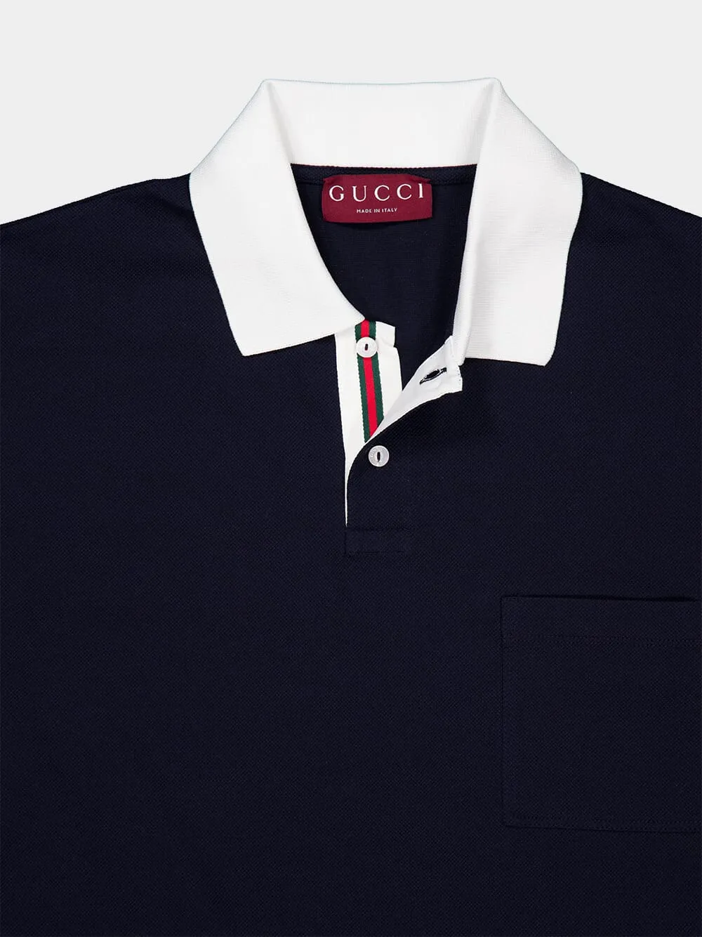 Blue Stretch Cotton Piquet Polo Shirt with Web Detail sold by Fashion Clinic product image thumbnail 3