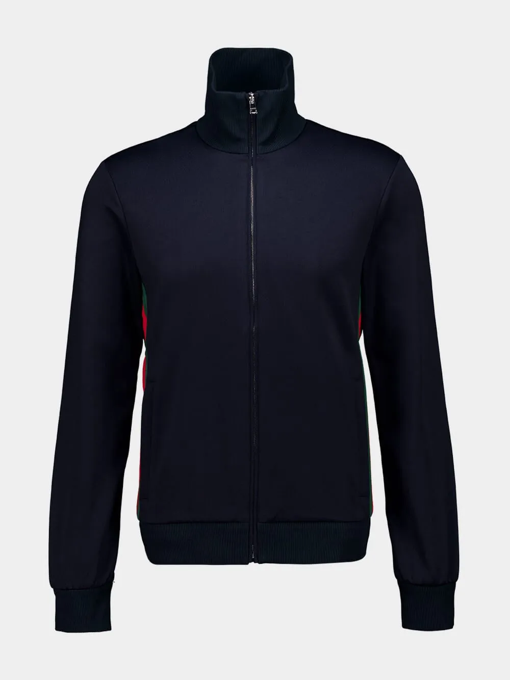 Dark Blue Technical Jersey Zip Jacket with Web Inserts sold by Fashion Clinic