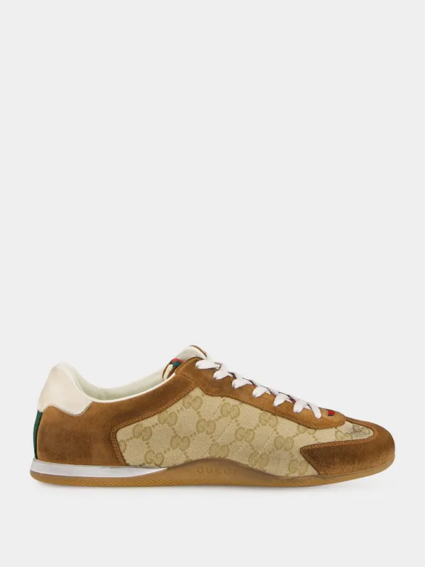Beige and Brown GG Canvas Shift Trainers sold by Fashion Clinic