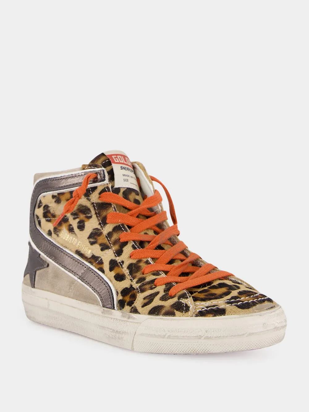 Leopard Print Slide Sneakers with Orange Laces sold by Fashion Clinic product image thumbnail 2