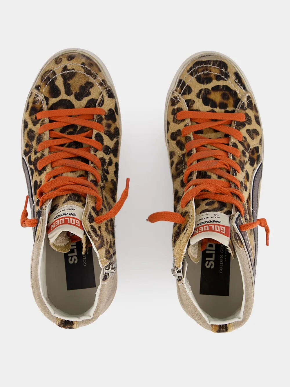 Leopard Print Slide Sneakers with Orange Laces sold by Fashion Clinic product image thumbnail 4