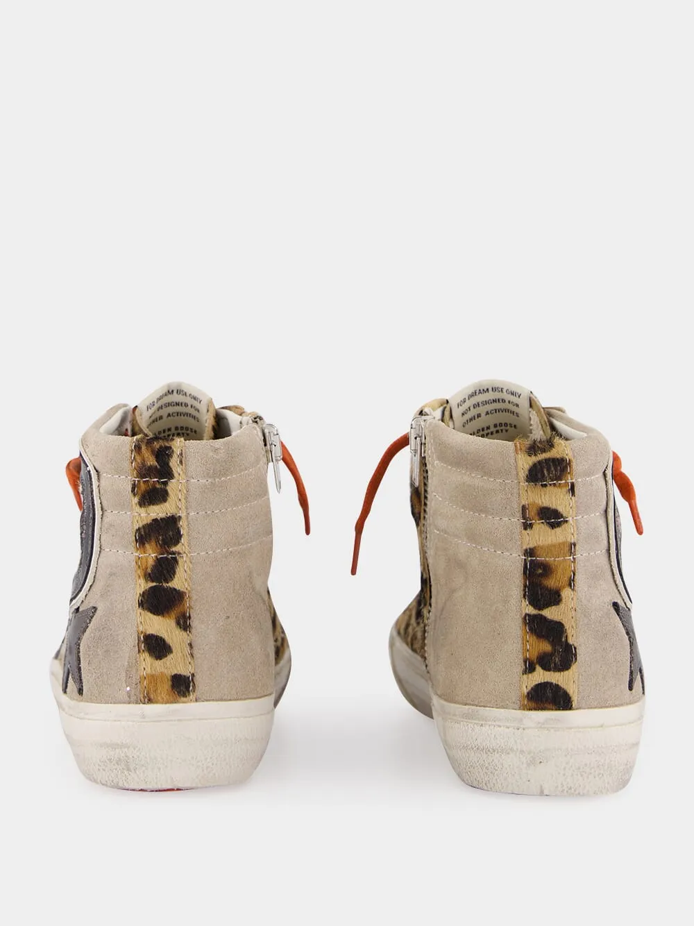 Leopard Print Slide Sneakers with Orange Laces sold by Fashion Clinic product image thumbnail 5