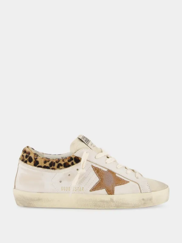 White Superstar Sneakers with Leopard Heel sold by Fashion Clinic