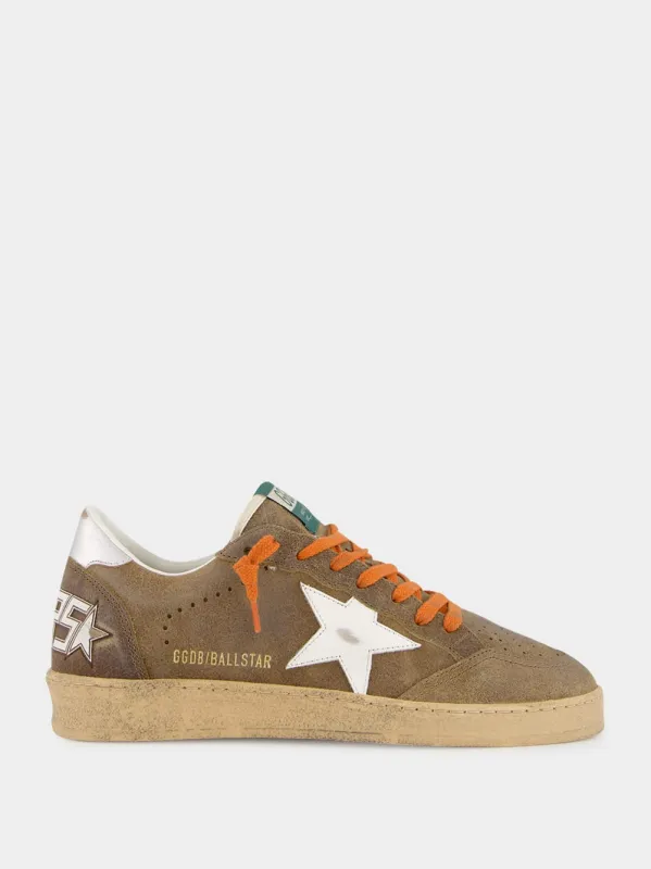 Brown and White Ball Star Sneakers with Leather Star sold by Fashion Clinic