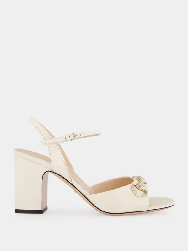 White Leather Horsebit Sandals sold by Fashion Clinic