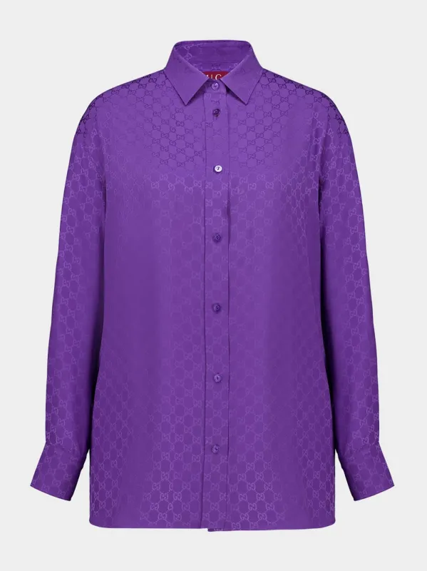 Purple GG Silk Jacquard Oversize Shirt sold by Fashion Clinic
