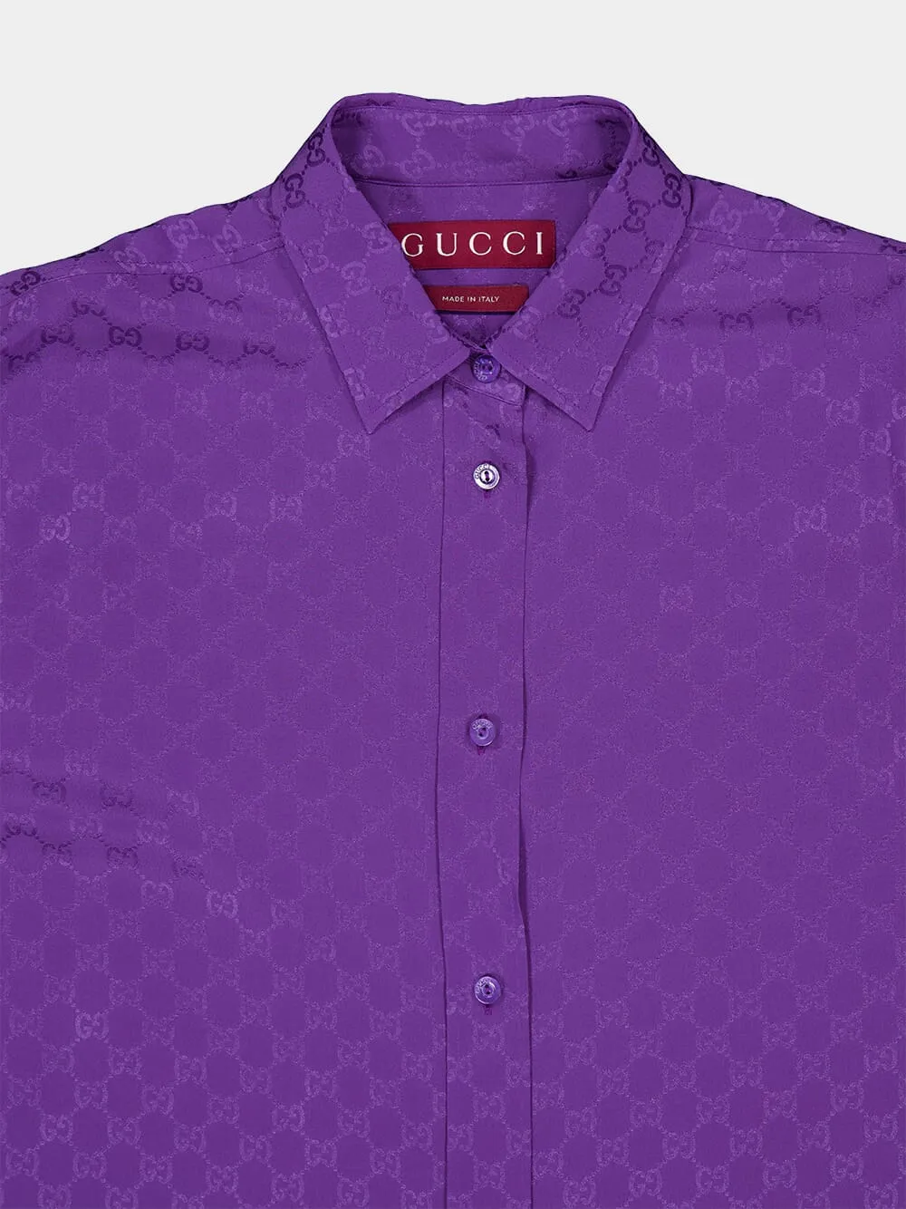 Purple GG Silk Jacquard Oversize Shirt sold by Fashion Clinic product image thumbnail 3