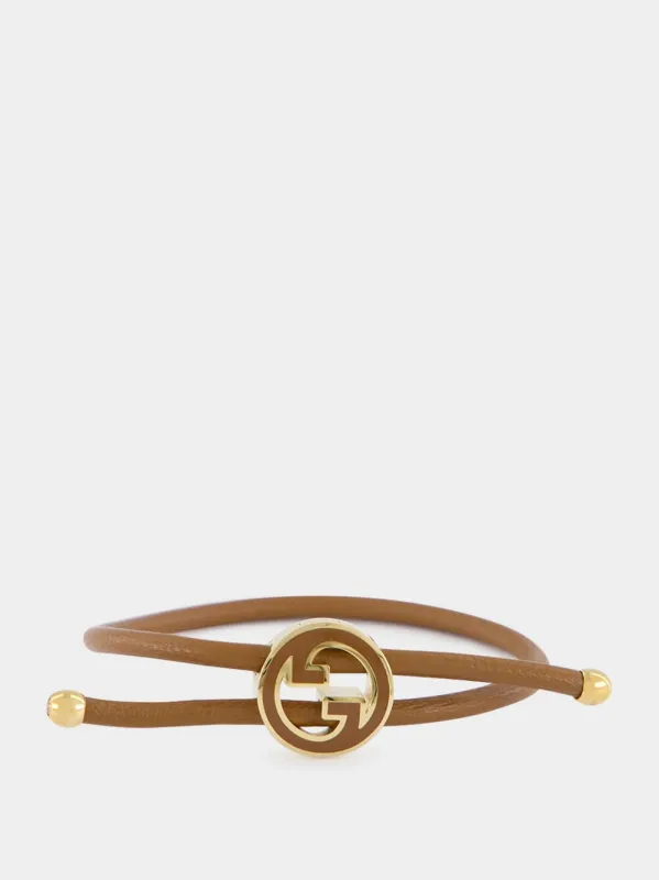 Brown Leather Bracelet with GG Detail sold by Fashion Clinic