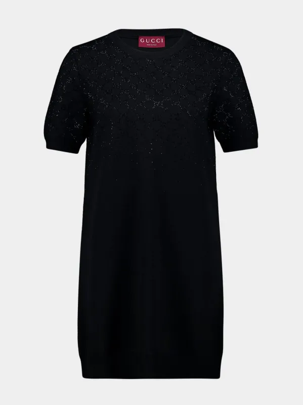 Black Wool Dress with GG Crystals sold by Fashion Clinic