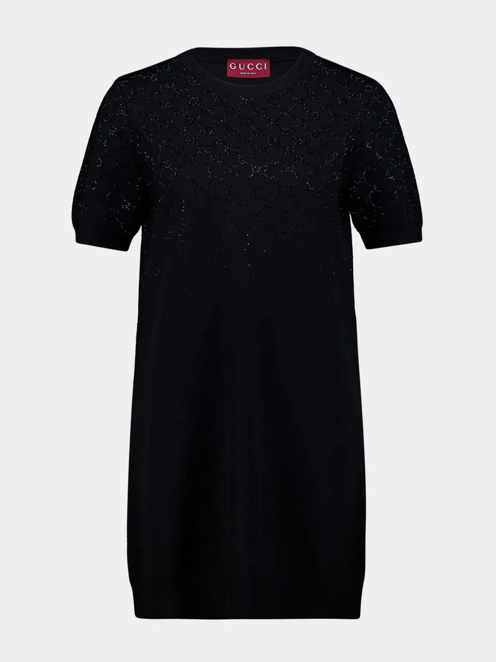 Black Wool Dress with GG Crystals sold by Fashion Clinic