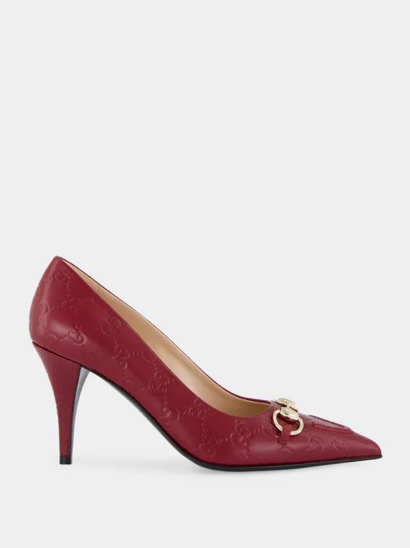 Rosso Ancora GG Leather Horsebit Pump sold by Fashion Clinic