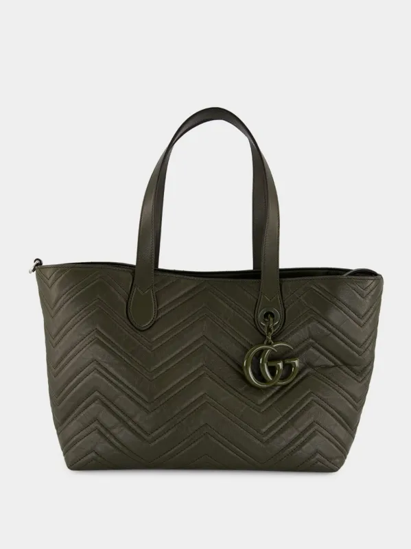 Forest Green GG Marmont Medium Tote Bag made by Gucci