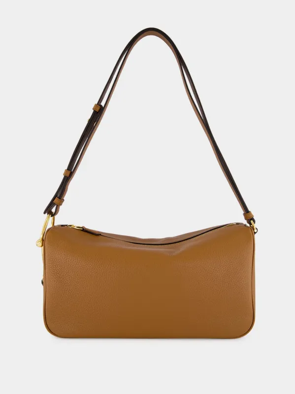 Brown Leather Half Horsebit Medium Shoulder Bag sold by Fashion Clinic