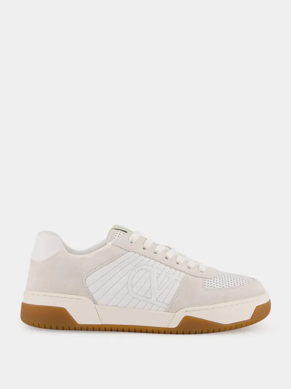 White Sparry Split Leather and Nappa Sneakers sold by Fashion Clinic