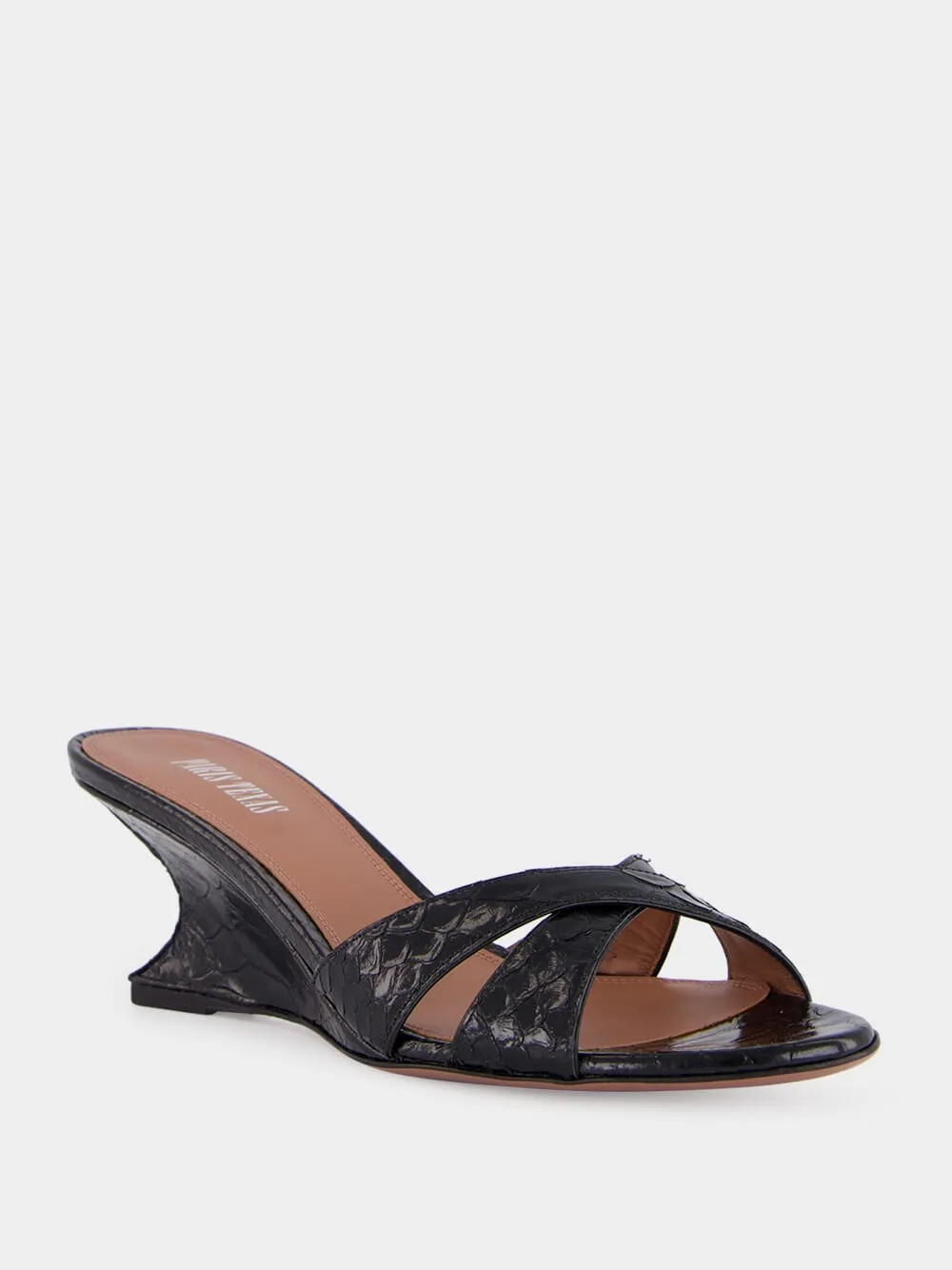 Black Leather Nina 50 Wedge Mules sold by Fashion Clinic product image thumbnail 2