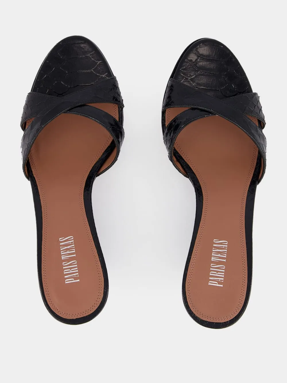 Black Leather Nina 50 Wedge Mules sold by Fashion Clinic product image thumbnail 4