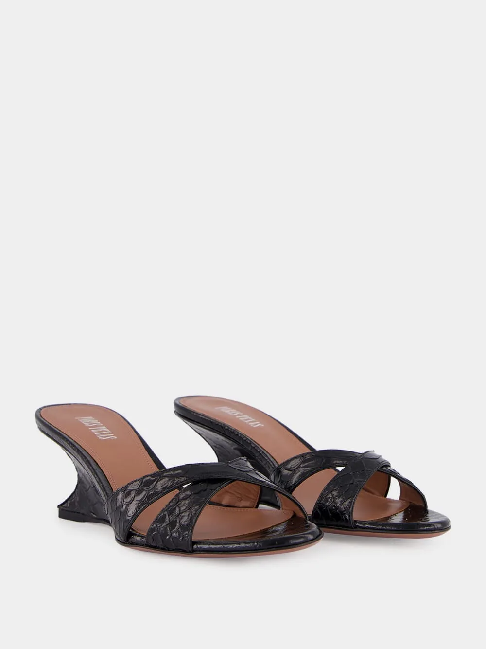 Black Leather Nina 50 Wedge Mules sold by Fashion Clinic product image thumbnail 3